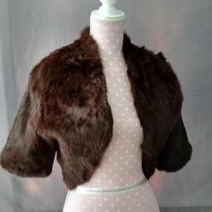 Authentic Brown Rabbit fur crop jacket